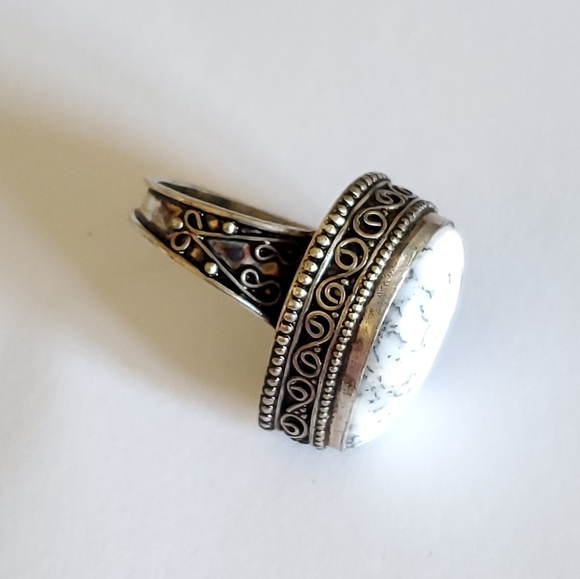 Vintage Southwest White Buffalo Turquoise Ring Sz8 - Picture 9 of 11